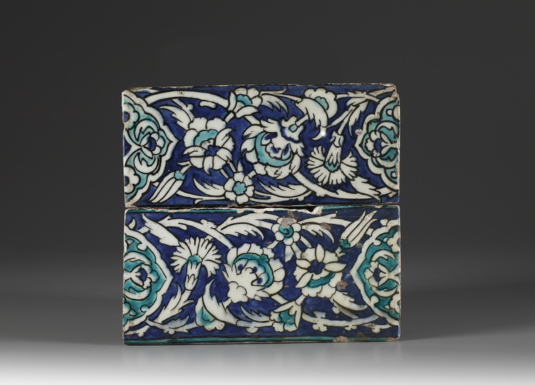 A pair of Damascus pottery tiles