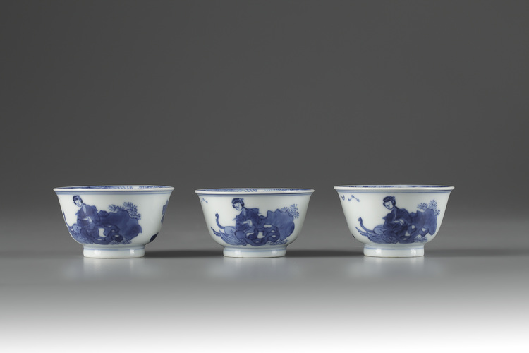Three Blue and White Cups