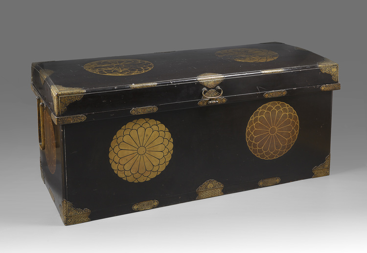 A Japanese Brass-Mounted Lacquered Trunk