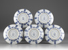 Five blue and white 'shou' character dishes