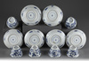 Six sets of blue and white cups and saucers