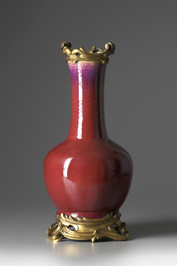 A Ormolu Mounted Flambe Glaze Vase