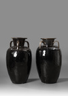 A LARGE PAIR OF CHINESE EARTHENWARE VESSELS, 19TH CENTURY