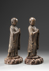 A Pair of Chinese Wood Figures of Ananda and Kasyapa