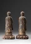 A Pair of Chinese Wood Figures of Ananda and Kasyapa
