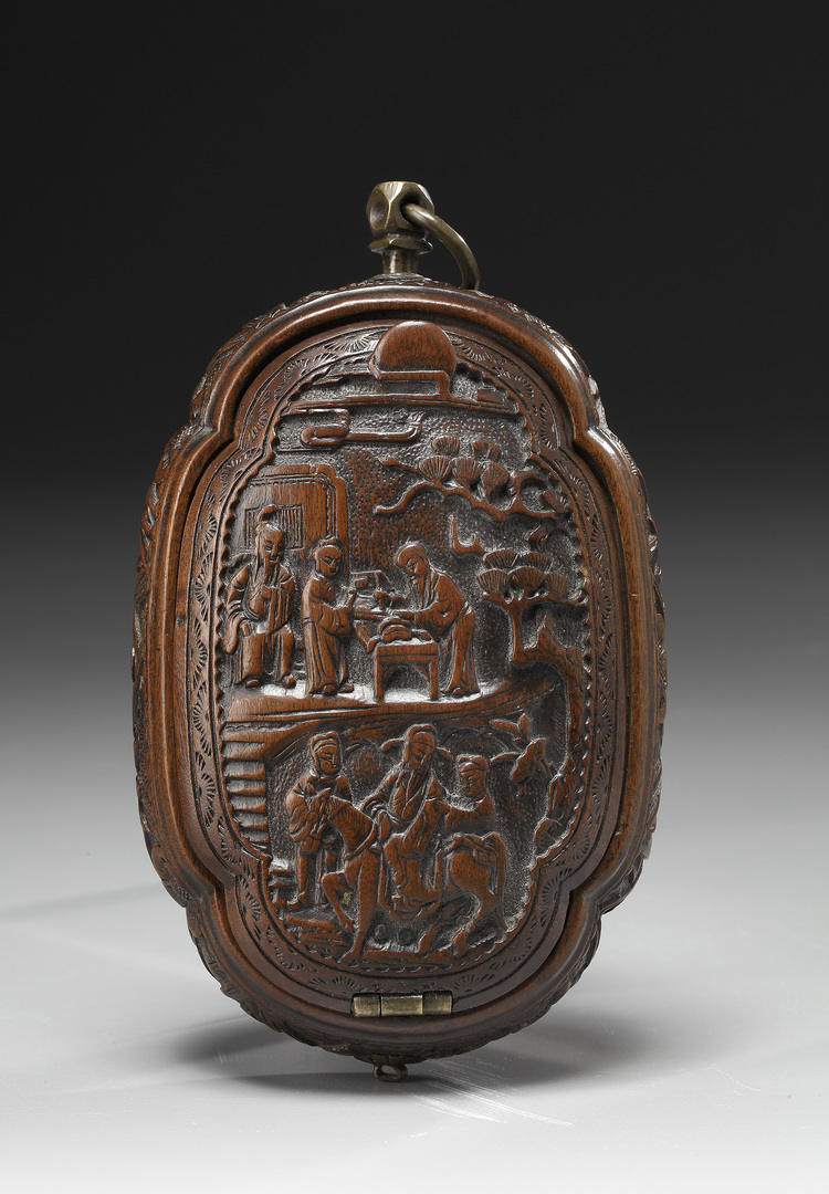 A Chinese Pear Wood Tobacco Box