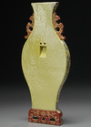 A Famille Rose Yellow-Ground Palanquin Vase