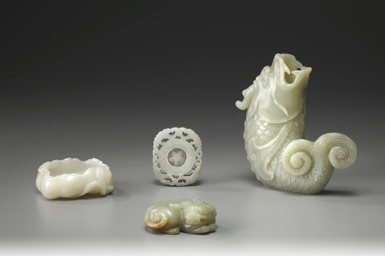 A Collection of Four Carved Jade ArtIfacts