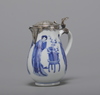 A blue and white milk jug