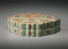 A Turquoise-Ground Famille-Rose Shaped Box and Cover