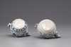Two blue and white ewers