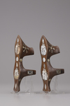 A pair of mother-of-pearl inlaid wooden hammam shoes