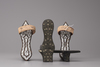 Three pairs of mother-of-pearl inlaid wooden hammam shoes