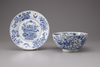 A Chinese blue and white porcelain bowl and plate