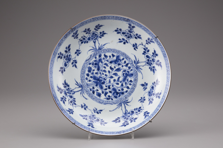 A blue and white porcelain plate