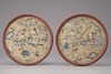 Two Chinese silk figural roundels