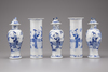 Five blue and white porcelain vases