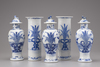 Five blue and white porcelain vases