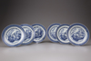 A set of six Chinese blue and white plates