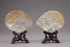 A pair of Cantonese carved mother-of-pearl seashells