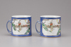 A pair of Chinese powder-blue and famille verte mugs