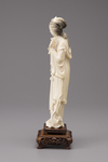 An ivory standing figure of a Meiren with wooden base