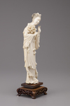 An ivory standing figure of a Meiren with wooden base