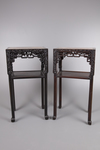 A pair of Chinese hardwood side-tables with marble top
