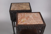 A pair of Chinese hardwood side-tables with marble top