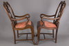 A pair of Chinese hardwood chairs with marble backrest