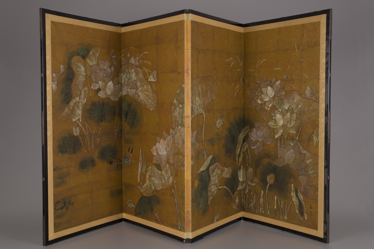 A Japanese screen with lotus