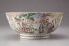 A Chinese export porcelain famille rose Mandarin palette punch bowl