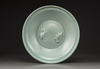 A Chinese moulded Longquan celadon 'twin fish' dish