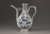 A blue and white porcelain ewer