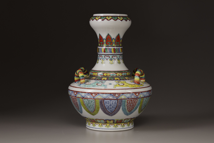 A polychrome porcelain vase
