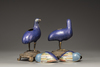 A pair of blue-ground cloisonne enamel 'quail' censers