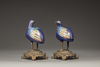A pair of blue-ground cloisonne enamel 'quail' censers