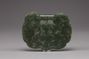 A spinach jade lock-shaped plaque