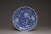 A blue and white 'dragon' dish