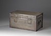 A Chinese woven brass and lacquer-decorated rectangular chest