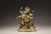 A Sino-Tibetan gilt-bronze six-armed Mahakala