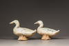 Two Chinese green-glazed red pottery models of ducks