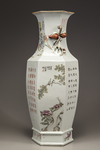 A Chinese famille rose Qianjiang enamelled hexagonal vase
