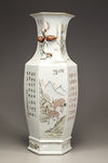 A Chinese famille rose Qianjiang enamelled hexagonal vase