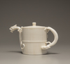 A white-glazed wine pot and cover