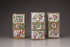 Three Cantonese famille rose boxes and covers and two soap boxes and covers