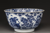 A large blue and white 'floral' bowl