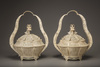 A pair of Cantonese ivory baskets and covers