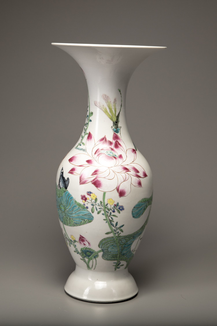 A baluster famille rose vase