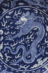 A blue and white 'dragon' dish